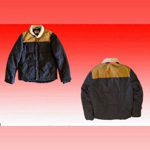 Levi’s Navy and Tan Puffer Jacket, Sherpa Collar